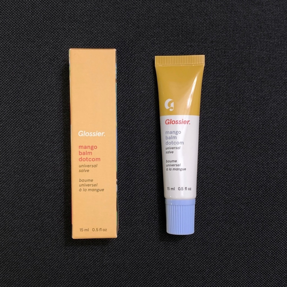 GLOSSIER Balm Dot Com Lip Balm & Skin Salve — Mango — Full Size .5 oz